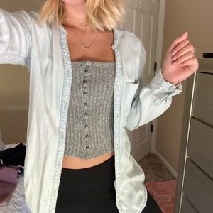 Maurice’s Denim Cardigan with Lace Back